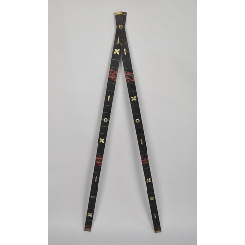 121 - An Early Decorated Haberdashers Wooden Five Foot Rule with Protected Ends and Metal Hinge, Circa 188... 