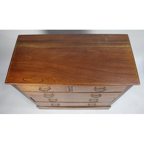 132 - A 19th Century Inlaid Mahogany Chest of Two Short and Three Long Drawers, Plinth Base, 96cm wide