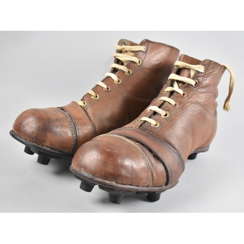 136 - A Pair of Vintage Leather Rugby Boots