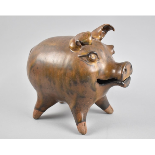 143 - A Modern Glazed Stoneware Piggy Bank, 22cm Long