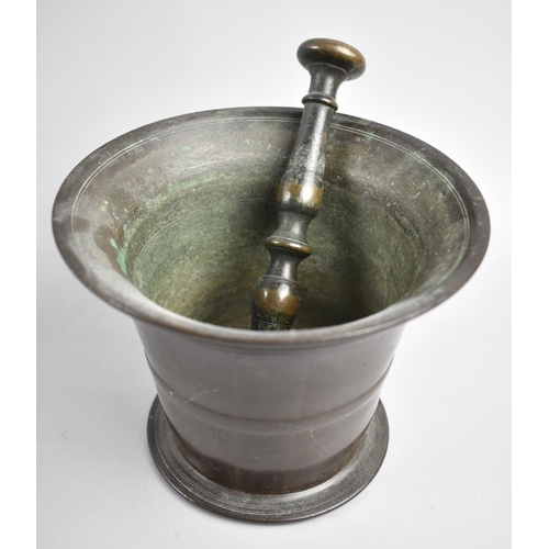 146 - A Late 18th/Early 19th Century Patinated Bronze Pestle and Mortar, 16cm Diameter and 13cm high