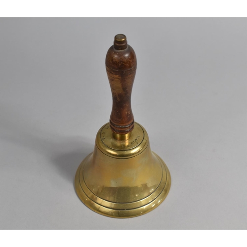 147 - A Vintage Brass Hand Bell with Turned Wooden Handle, Inscribed St Chads, 22cm high