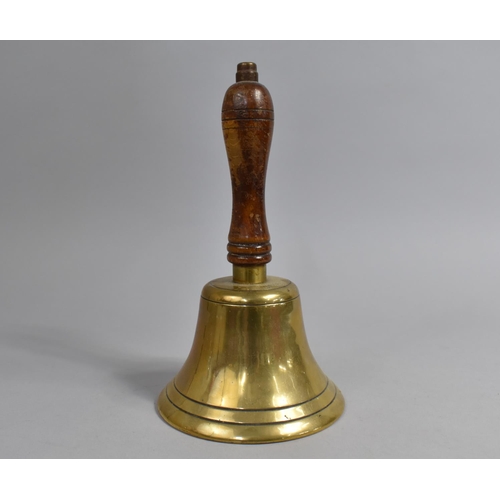 147 - A Vintage Brass Hand Bell with Turned Wooden Handle, Inscribed St Chads, 22cm high