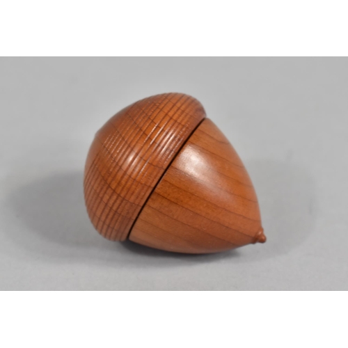 148 - A Novelty Treen and Brass Box in the Form of an Acorn, 5cm high