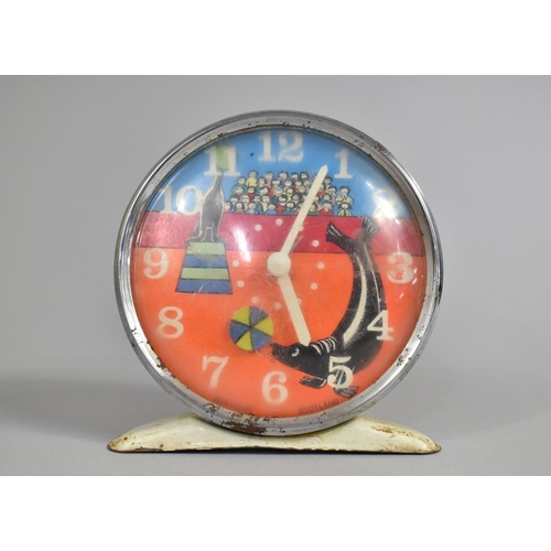 150 - A Vintage Child's Alarm Clock Decorated with Circus Seals, Working Order