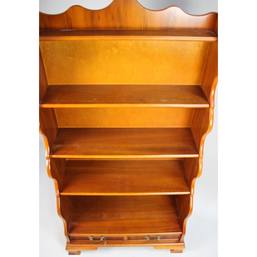 155 - A Modern Four Shelf Galleried Waterfall Bookcase with Two Base Drawers, 81cm wide