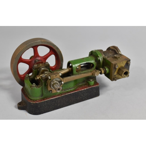 156 - A Vintage Scratch Built Horizontal Steam Engine with 70mm Flywheel, Turns Freely, 15cm Long