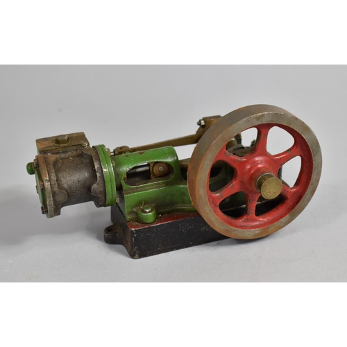 156 - A Vintage Scratch Built Horizontal Steam Engine with 70mm Flywheel, Turns Freely, 15cm Long