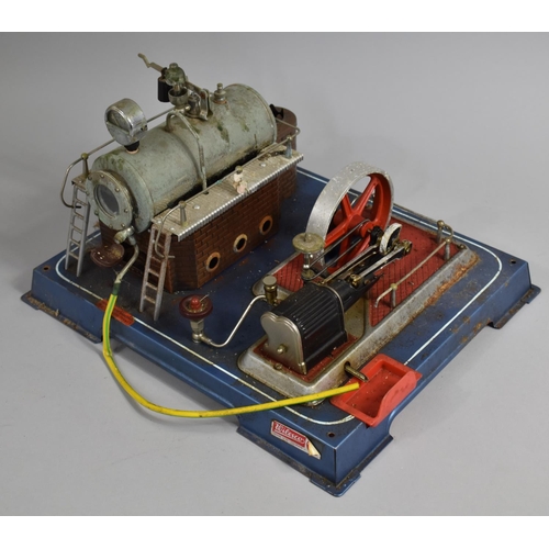 158 - A Mid 20th Century Tinplate Continental Stationary Engine and Boiler