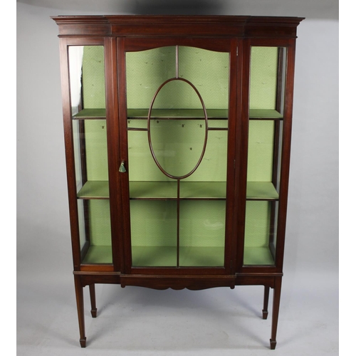 170 - An Edwardian Mahogany Breakfront Display Cabinet on Tapering Square Supports with Spade Feet, 107cm ... 