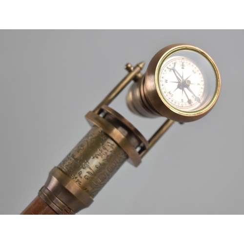 175 - A Reproduction Brass Telescope Topped Walking Cane, as was Made by Dollond 1929