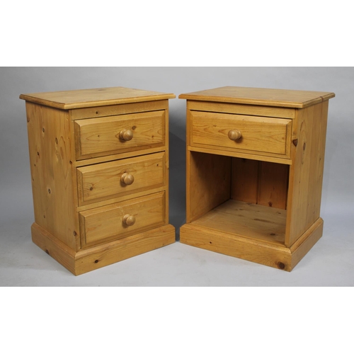 184 - Two Modern Pine Bedside Chests, One with Three Drawers the Other with Single Drawer, 46cm wide