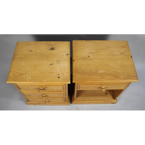 184 - Two Modern Pine Bedside Chests, One with Three Drawers the Other with Single Drawer, 46cm wide