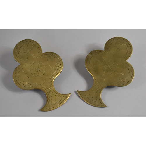 226 - A Pair of Georgian Brass Stands in the Form of Clover Leaves, 17cm long