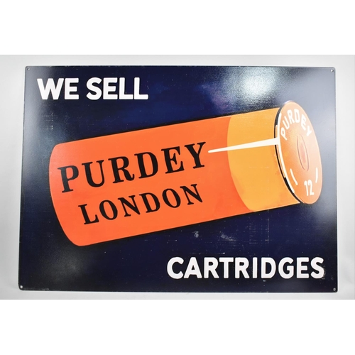 233 - A Reproduction Sign Printed on Tin for Purdey Cartridges, 70x50cm