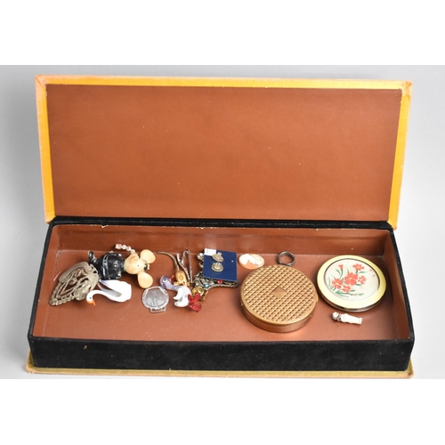 237 - A Mid 20th Century Velvet Covered Chocolate Box Containing Costume Jewellery