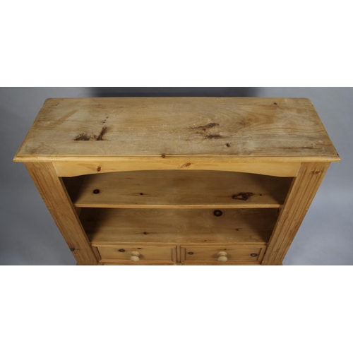 251 - A Modern Pine Bookcase with Two Base Drawers, 106cm wide