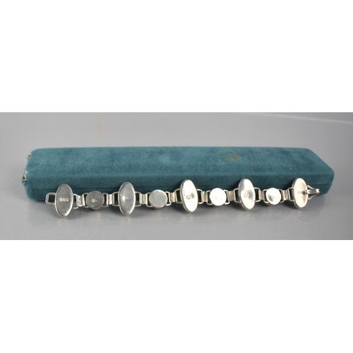 505 - A Irish Silver, Connemara Marble and Amethyst Bracelet, Hallmarks to Back, 19cm long