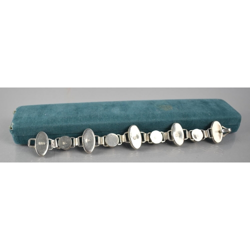 505 - A Irish Silver, Connemara Marble and Amethyst Bracelet, Hallmarks to Back, 19cm long