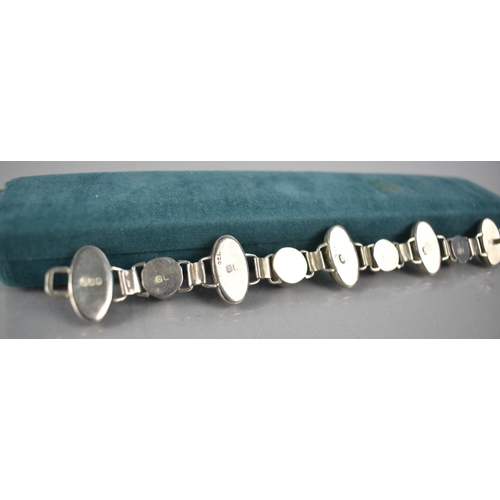 505 - A Irish Silver, Connemara Marble and Amethyst Bracelet, Hallmarks to Back, 19cm long