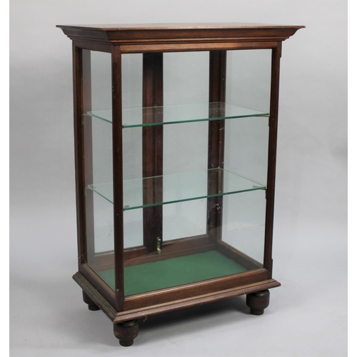 64 - An Edwardian Mahogany Framed Shop Counter Top Display Cabinet, Two Inner Glass Shelves, 60cms Wide