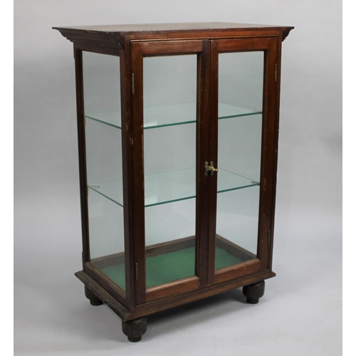 64 - An Edwardian Mahogany Framed Shop Counter Top Display Cabinet, Two Inner Glass Shelves, 60cms Wide