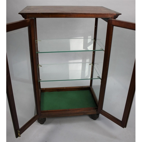 64 - An Edwardian Mahogany Framed Shop Counter Top Display Cabinet, Two Inner Glass Shelves, 60cms Wide