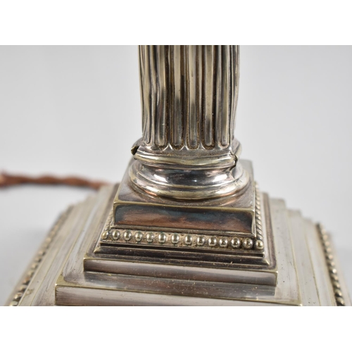 68 - An Early 20th Century Table Lamp Base in the Form of a Reeded Corinthian Column on Stepped Plinth Ba... 