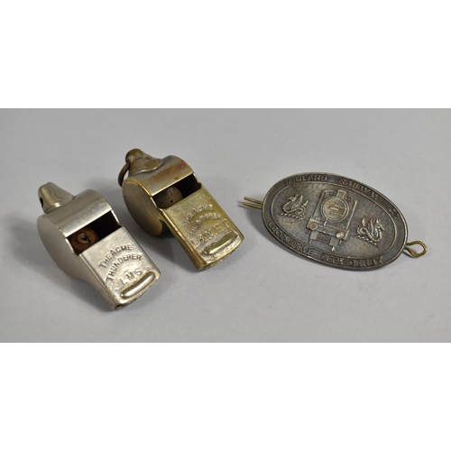 73 - Two Vintage Acme Thunderer Railway Whistles, One Stamped LMS, The Other LNER, Together with a Midlan... 