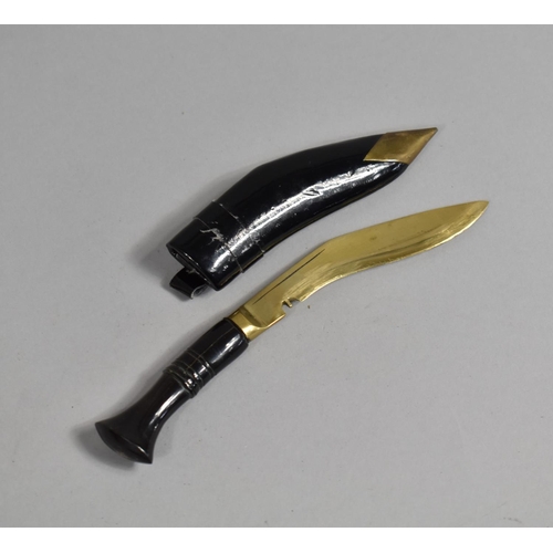 88 - A Miniature Kukri Knife with Curved Brass Blade, 16cms Long