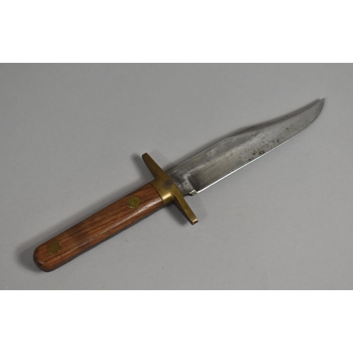 91 - A Vintage Bowie Knife by William Rodgers, Brass Guard and Wooden Scales, Leather Sheath