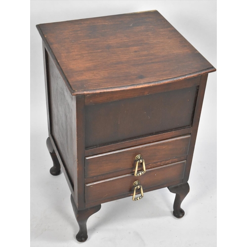 96 - An Edwardian Oak Sewing Box with Lift Top and Two Base Drawers, 37cm Wide