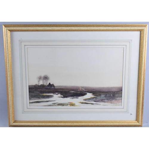 373 - A Framed Watercolour, C Hannaford, Rural Scene Depicting Horse and Farmer Trudging Through Waterlogg... 