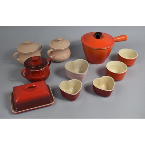 374 - A Collection of Various Le Creuset Items to Comprise Lidded Pots, Heart Shaped Bowls etc