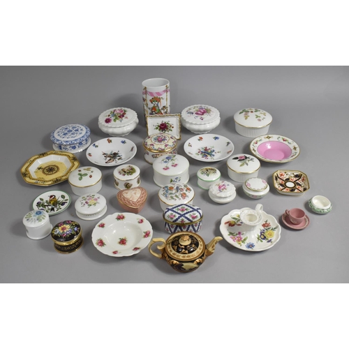 381 - A Collection of Various Ceramic Lidded Boxes to Include Coalport Examples, Rosenthal Spill Vase, Min... 