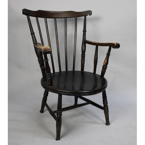 493 - A Circular Seated Spindle Back Armchair, Has been Cut Down