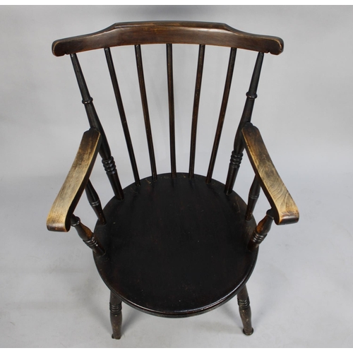 493 - A Circular Seated Spindle Back Armchair, Has been Cut Down