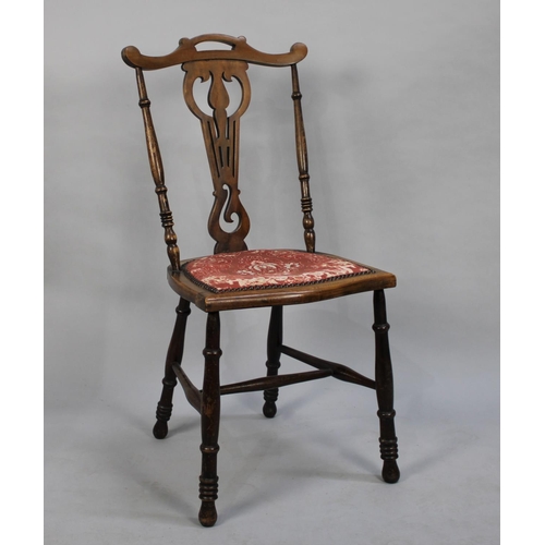 494 - A Edwardian Ladies Side Chair with Pierced Splat and Turned Supports