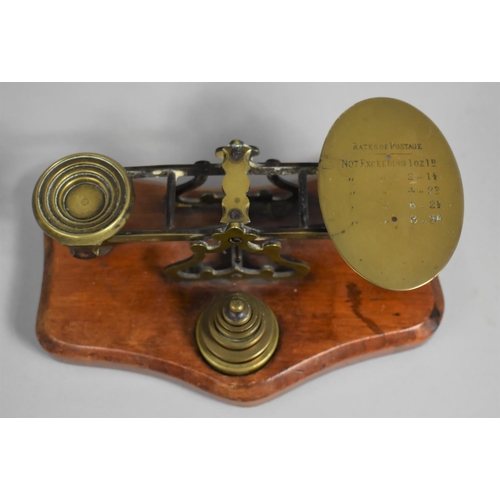 65 - A Late Victorian Brass Postage Scale on Serpentine Shaped Plinth Base with Set of Graduated Weights,... 