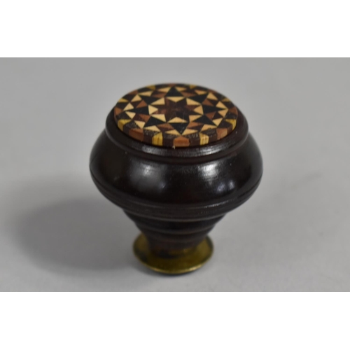 73 - A Tunbridgeware Pipe Bowl Tamper of Turned Form, 4cms High