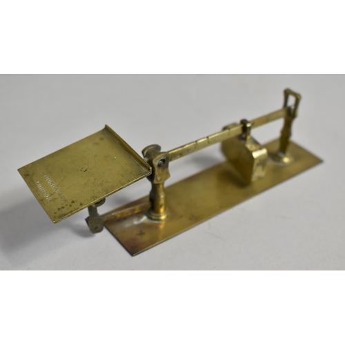 76 - A Late 19th/Early 20th Century Brass Postal Beam Balance by Mordan and Co, 15cms Long