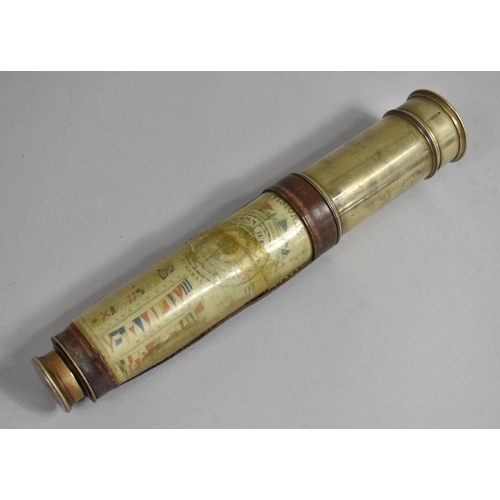 89 - A Late 19th Century Naval Telescope with Leather Casing Housing Identification Chart for Divisional ... 