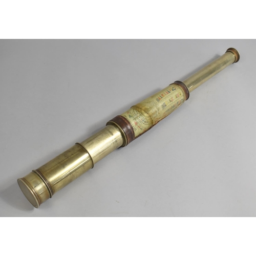 89 - A Late 19th Century Naval Telescope with Leather Casing Housing Identification Chart for Divisional ... 