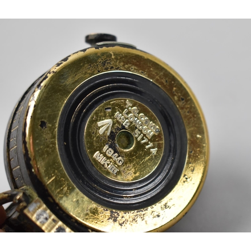 92 - A WWII Brass Cased Prismatic Mk III Compass, No 51774, Dated 1940 and with War Department Crowsfoot ... 