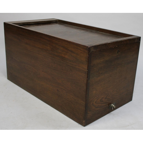 18 - A Vintage Oak Tambour Topped Filing Box, 61cms Wide
