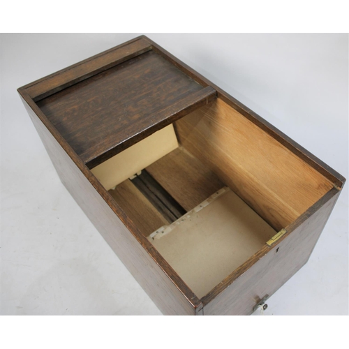 18 - A Vintage Oak Tambour Topped Filing Box, 61cms Wide