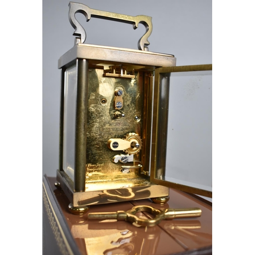 20 - A Good Quality Mid 20th Century Brass Carriage Clock with Eleven Jewel Swiss Movement and Original C... 