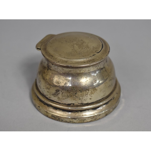 3 - A Silver Inkwell in the Capstan Style, Missing Glass Liner, 8.5cms Diameter