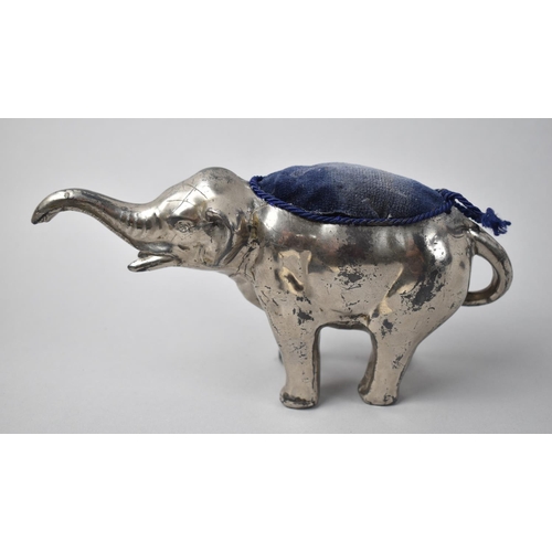 41 - A Large Early 20th Century Novelty Pin Cushion in the Form of a Silver Plated Elephant, 19cms Long