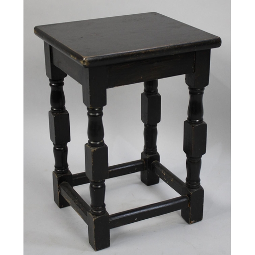 50 - A Mid 20th Century Oak Rectangular Topped Stool, 28cms Wide